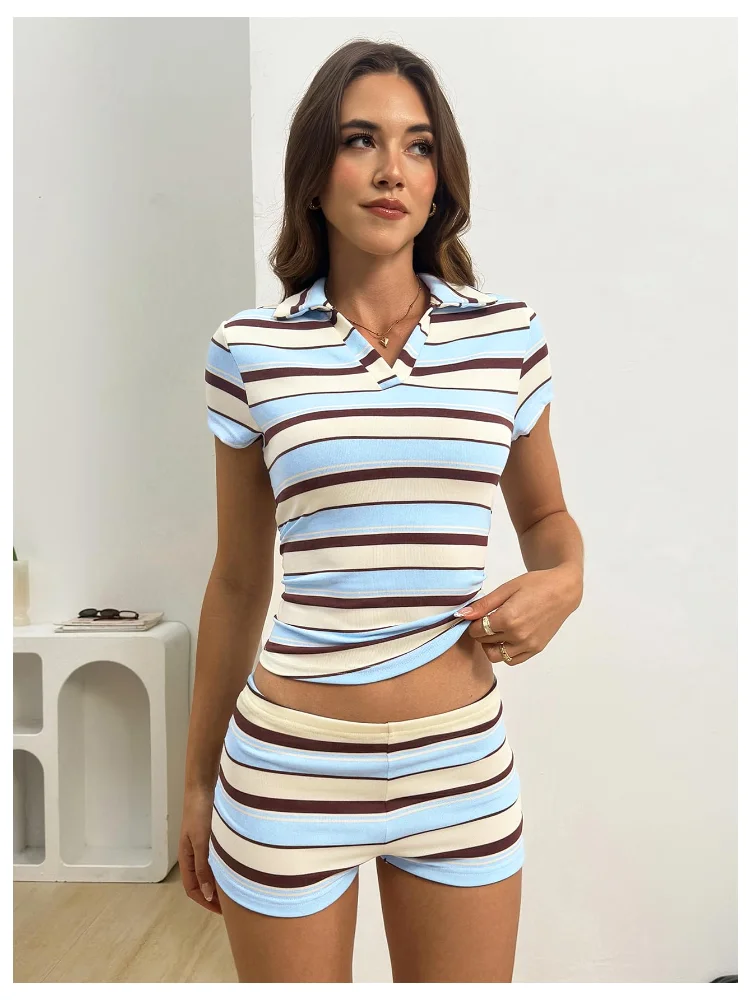 MAKEMECHIC Striped Biker Shorts Set, view 3