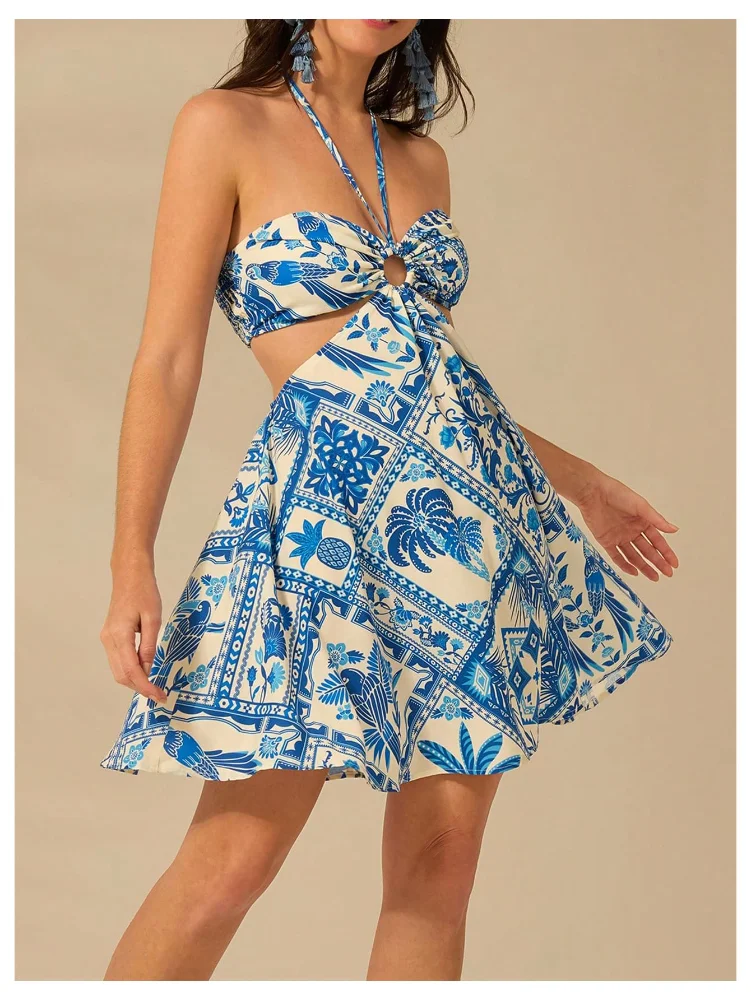 MAKEMECHIC Tropical Print Backless Mini Dress, view 3