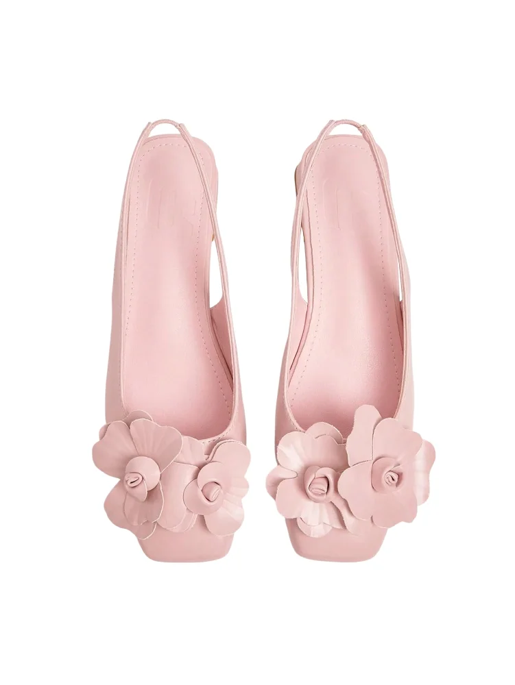 MAKEMECHIC Floral Slingback Square Heels