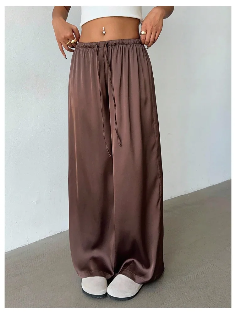 MAKEMECHIC Silk Flowy Wide Leg Pants, view 3