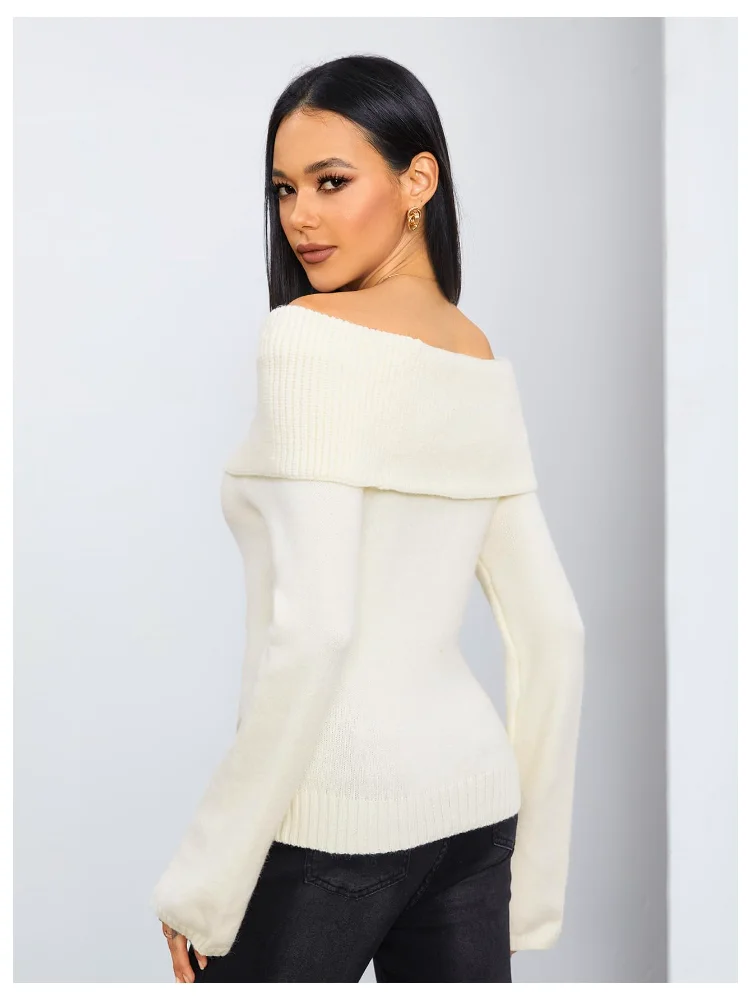 MAKEMECHIC Off Shoulder Long Sleeve Fold Sweater, view 2