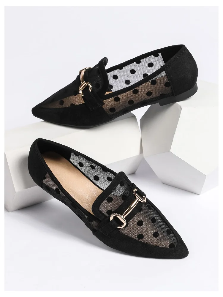 MAKEMECHIC Polka Dot Loafer Mesh Flats, view 2