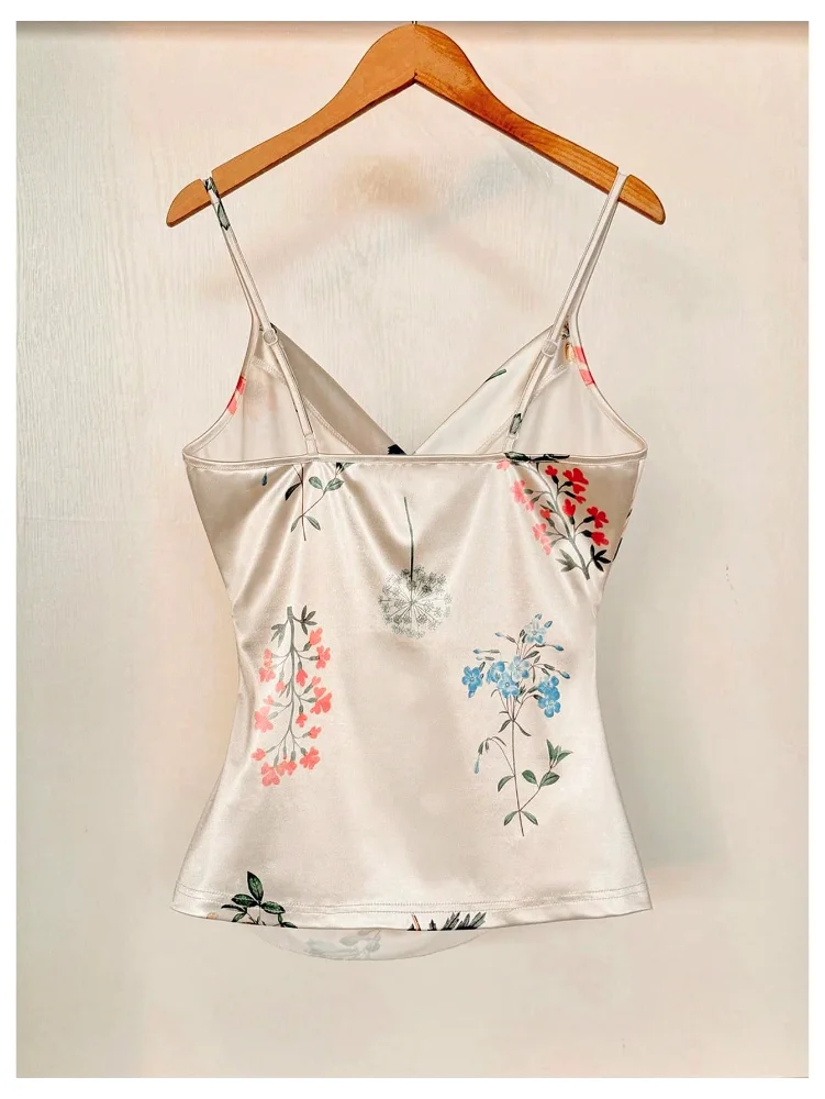 MAKEMECHIC Floral Satin Wrap Tank Top, view 3