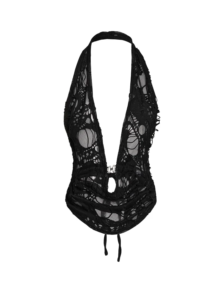 MAKEMECHIC Ripped Backless Matching Set
