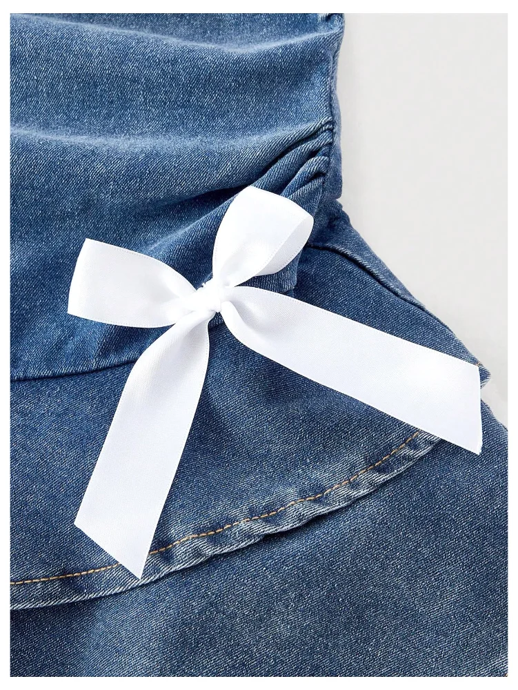 MAKEMECHIC Layered Ruffle Denim Mini Dress, view 3