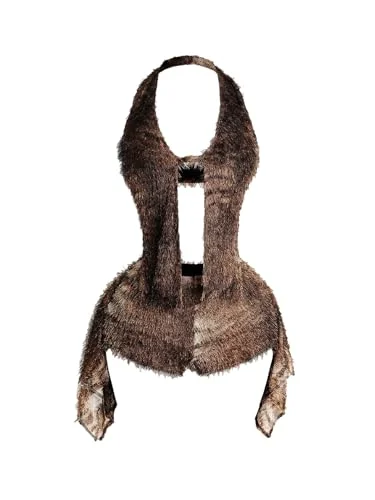 MAKEMECHIC Faux Fur Crop Micro Two-Piece Set