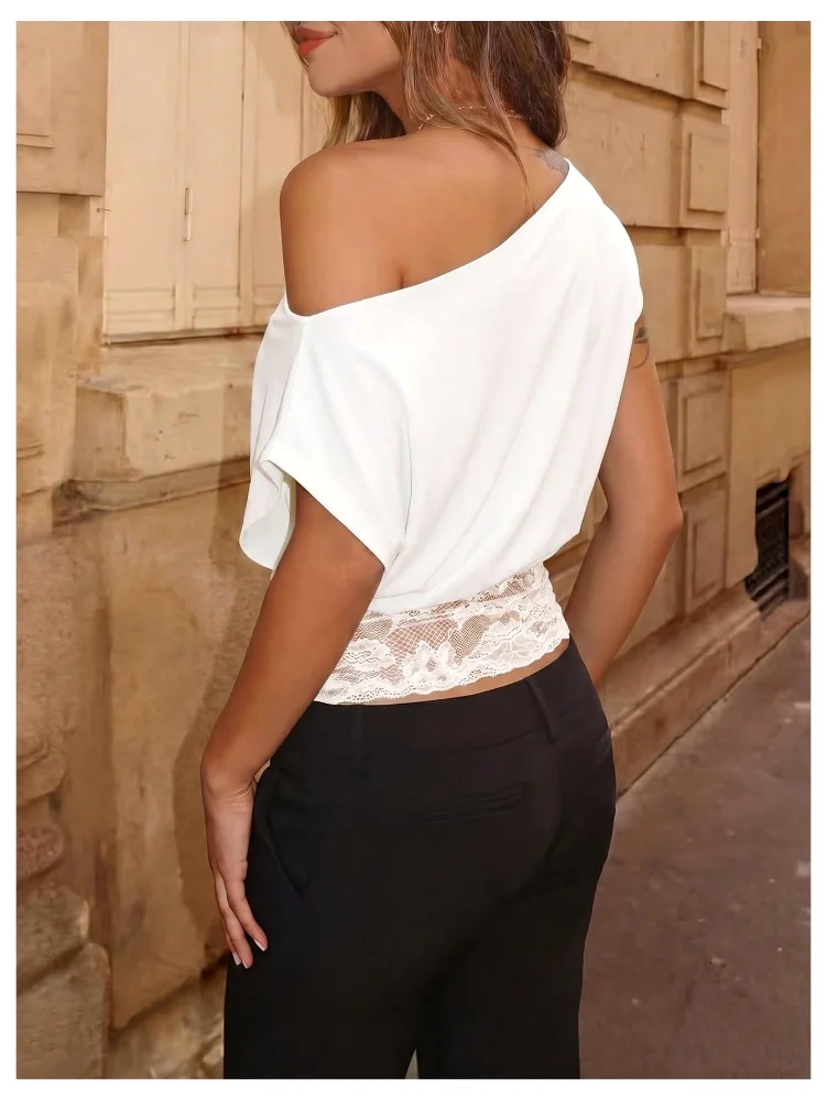 MAKEMECHIC Floral Lace Asymmetrical Tank Top, view 3