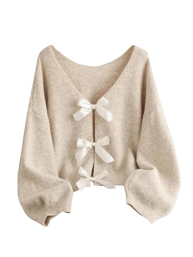 MAKEMECHIC Bow Tie Long Sleeve Sweater