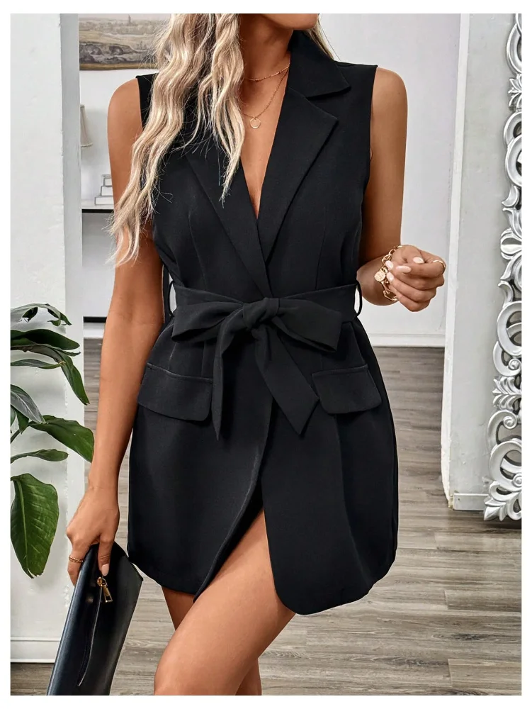 MAKEMECHIC Blazer Lapel Button Dress, view 3