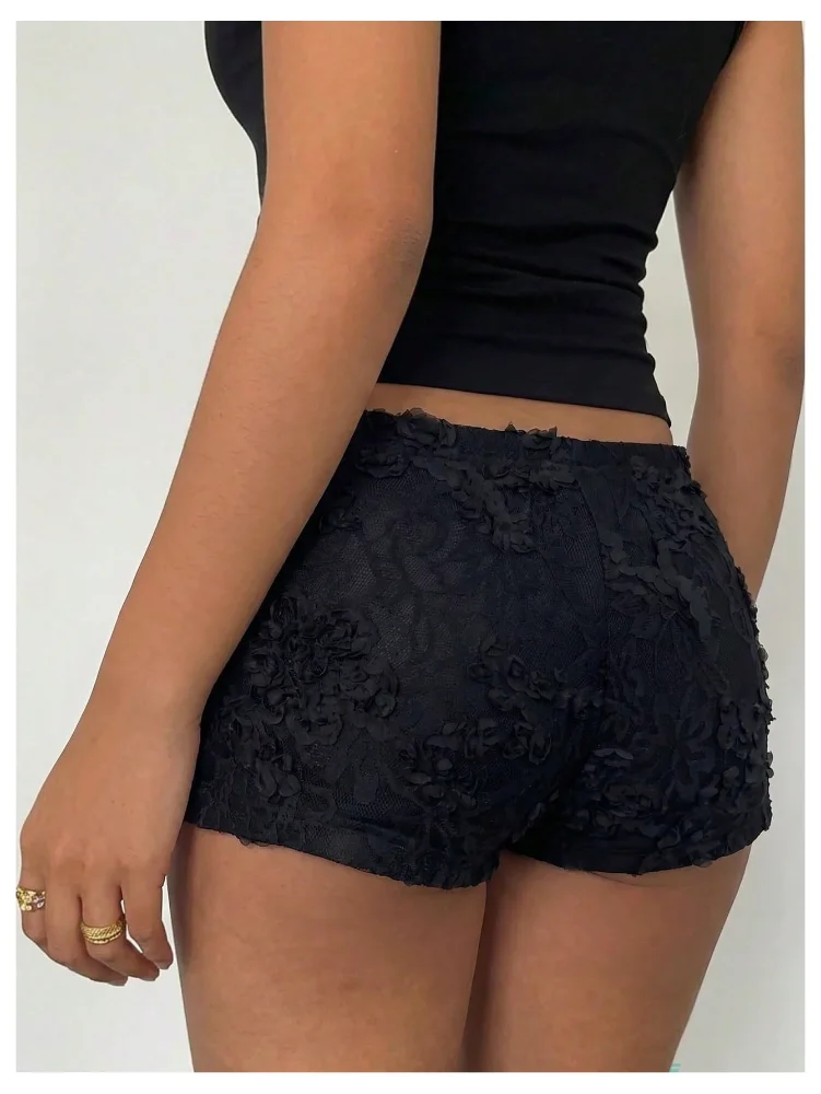 MAKEMECHIC Lace Micro Low Rise Shorts, view 3