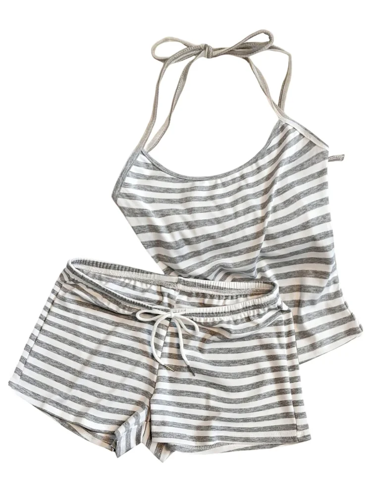 MAKEMECHIC Striped Pajamas in Light Grey (2)