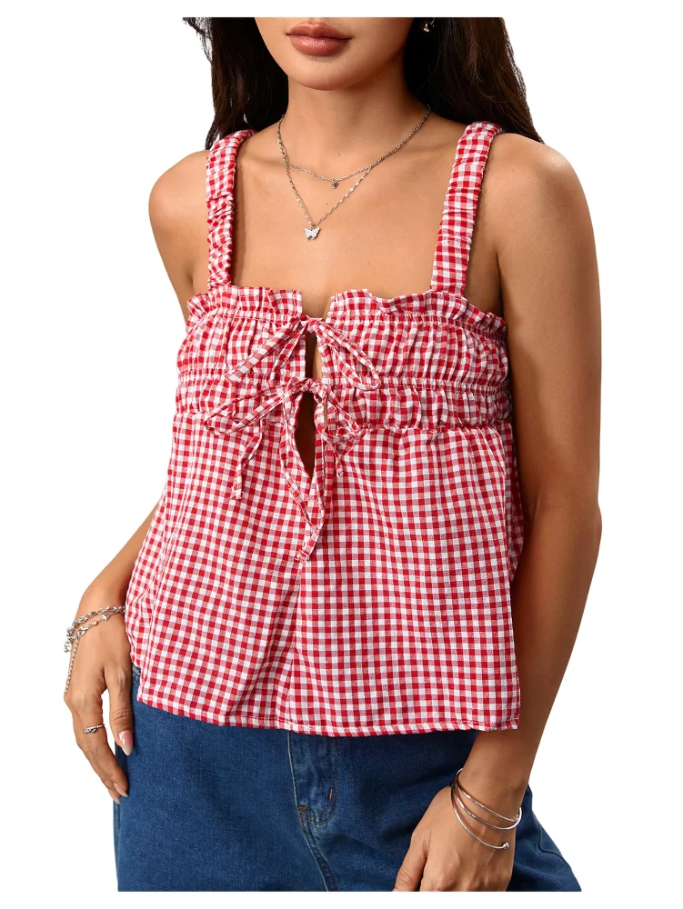 MAKEMECHIC Gingham Sleeveless Tank Top