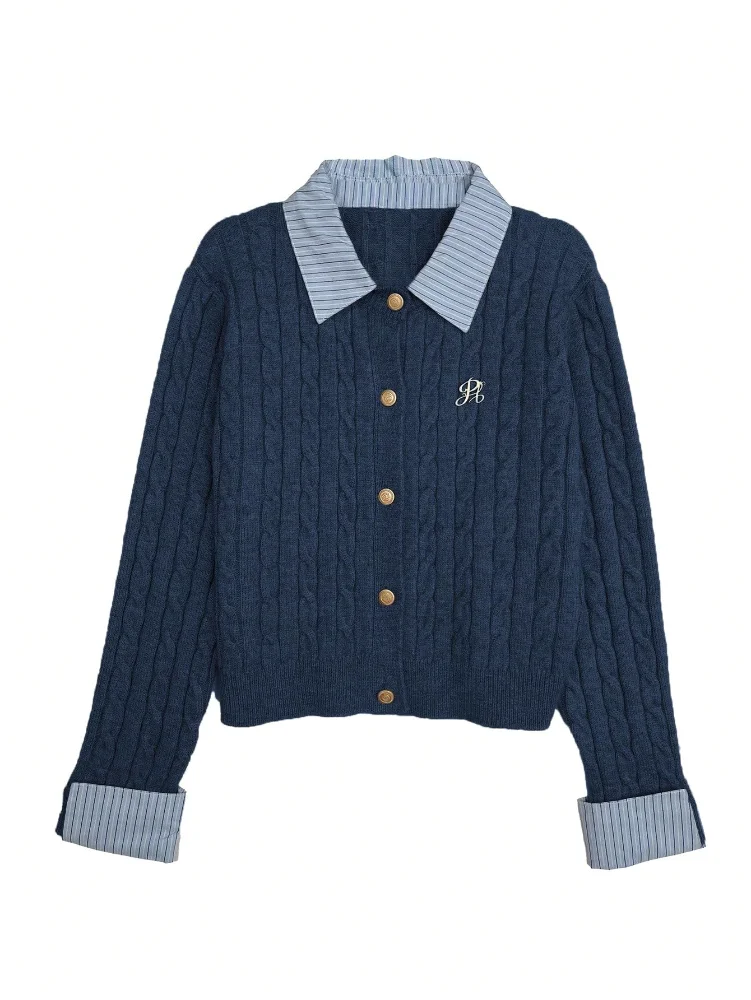 MAKEMECHIC Cropped Collared Formal Sweater