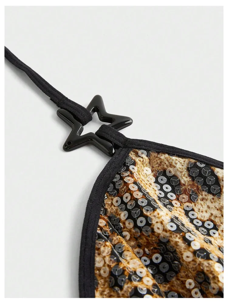 MAKEMECHIC Sparkly Sequin Cheetah Bra, view 3