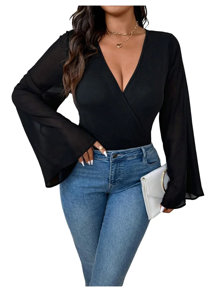 MAKEMECHIC Mesh Wrap Leotard Bodysuit
