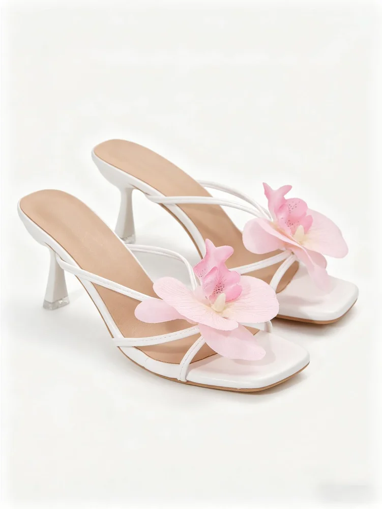 MAKEMECHIC Flower Kitten Floral Sandals, view 3