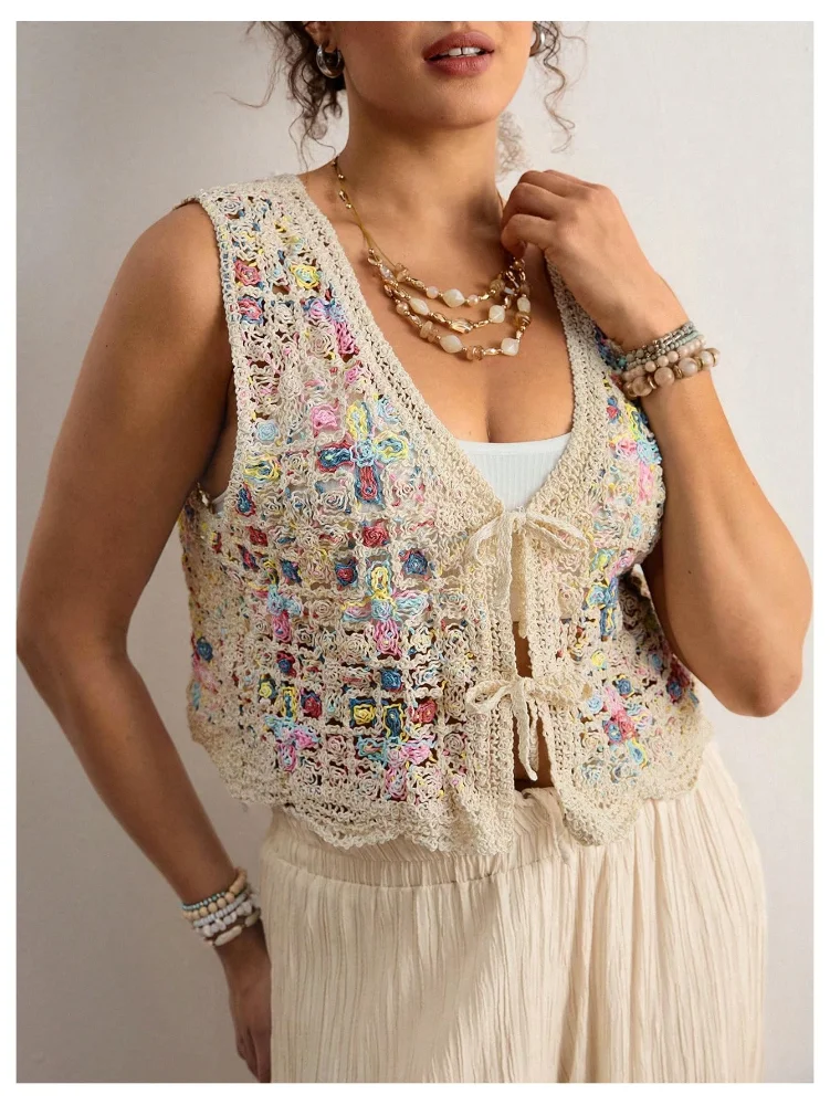 MAKEMECHIC Crochet Sweater Vest, sleeveless, view 2