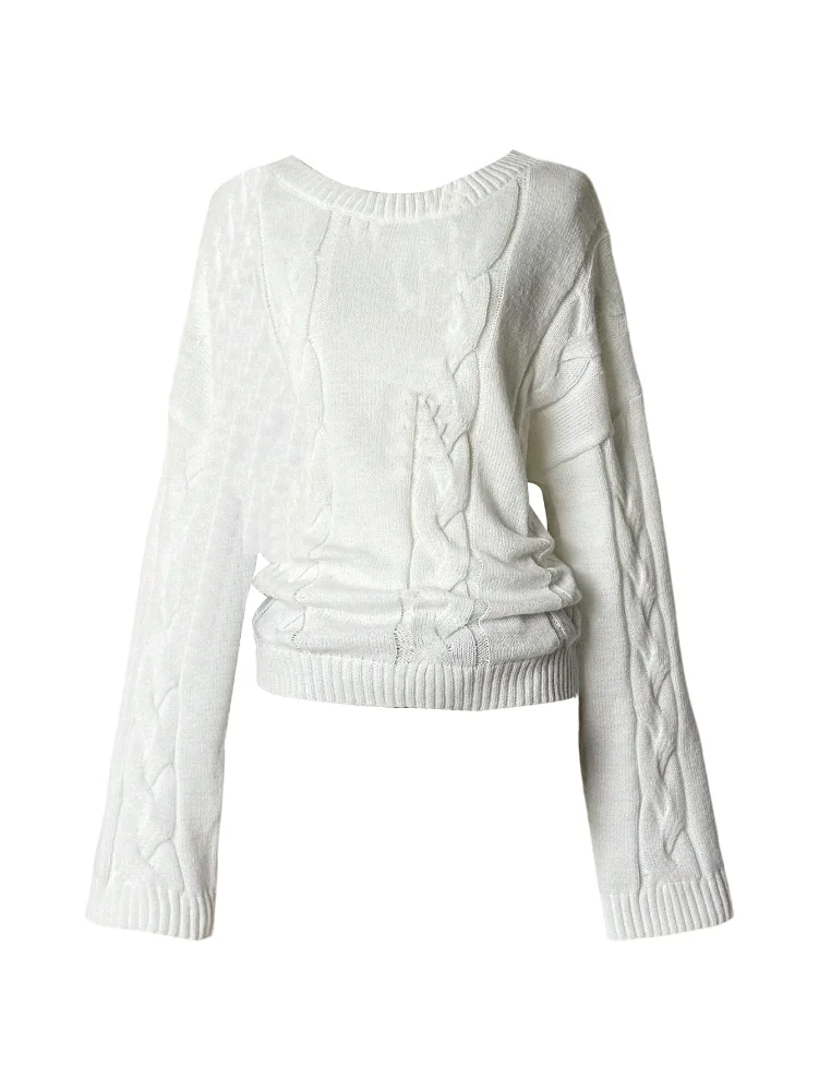MAKEMECHIC Cable Knit Long Sleeve Sweater