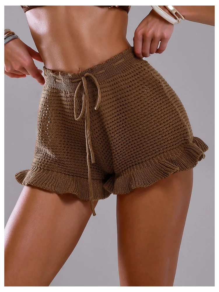 MAKEMECHIC Swim Drawstring Crochet Beach Cover-Up, view 3