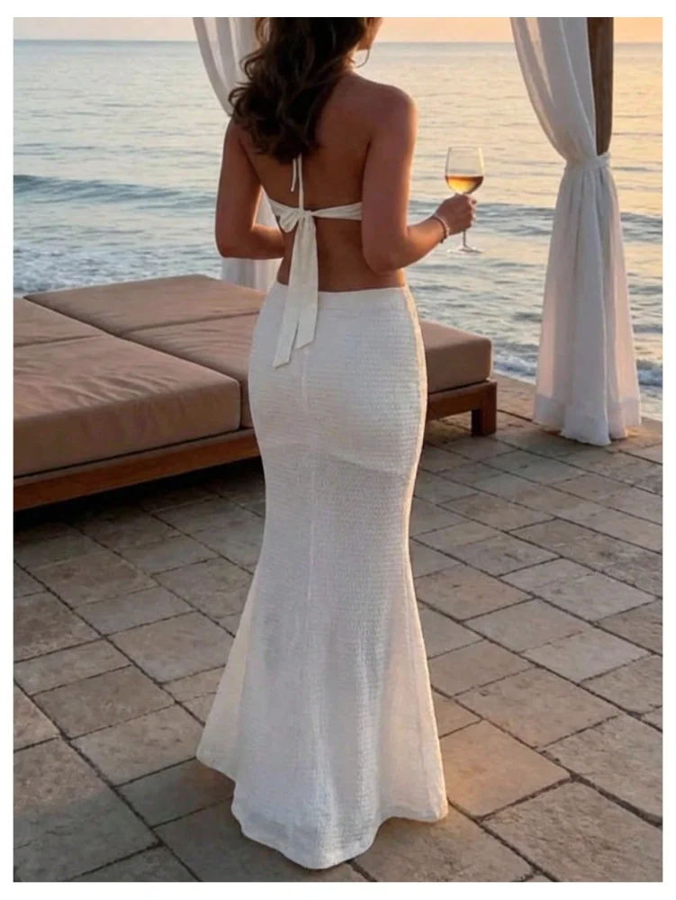MAKEMECHIC Sequin Crop Fishtail Skirt Set, view 2
