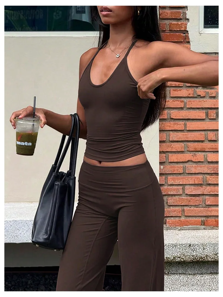 MAKEMECHIC Backless Crop Matching Two-Piece Set, view 3