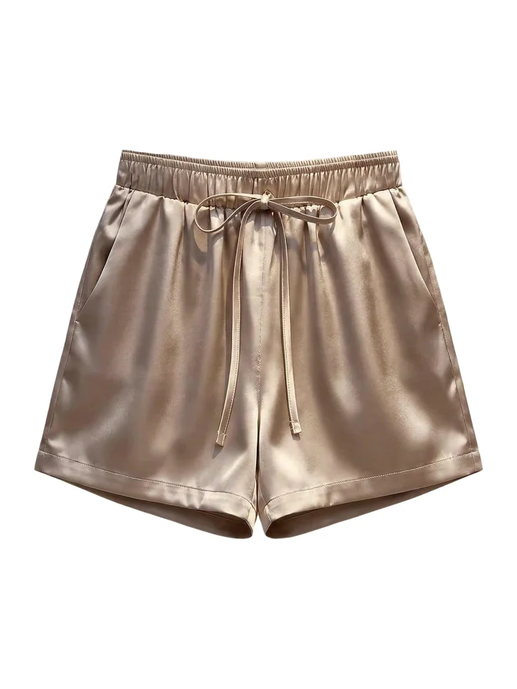 MAKEMECHIC Satin Elastic Waist Shorts