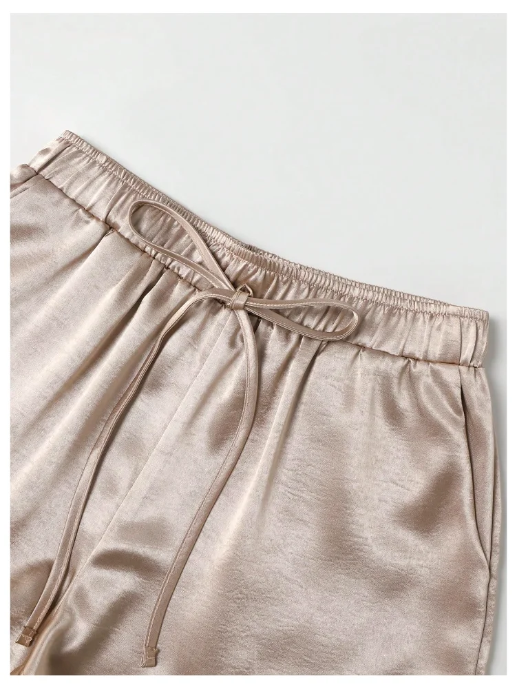 MAKEMECHIC Satin Elastic Waist Shorts, view 3