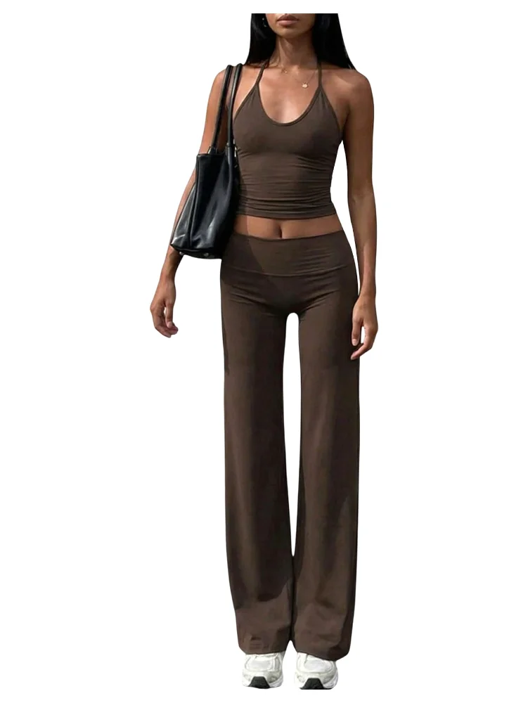 MAKEMECHIC Backless Crop Matching Two-Piece Set