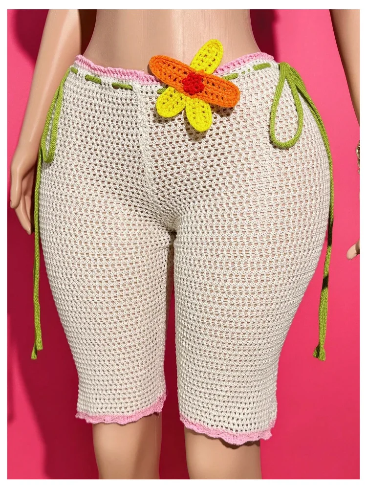 MAKEMECHIC Floral Crochet Tie Beach Cover-Up, view 3