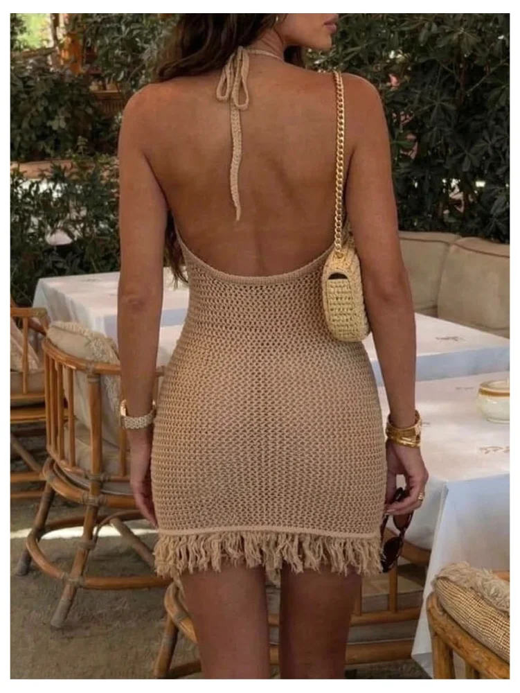 MAKEMECHIC Crochet Fringe Mini Beach Cover-Up, view 2