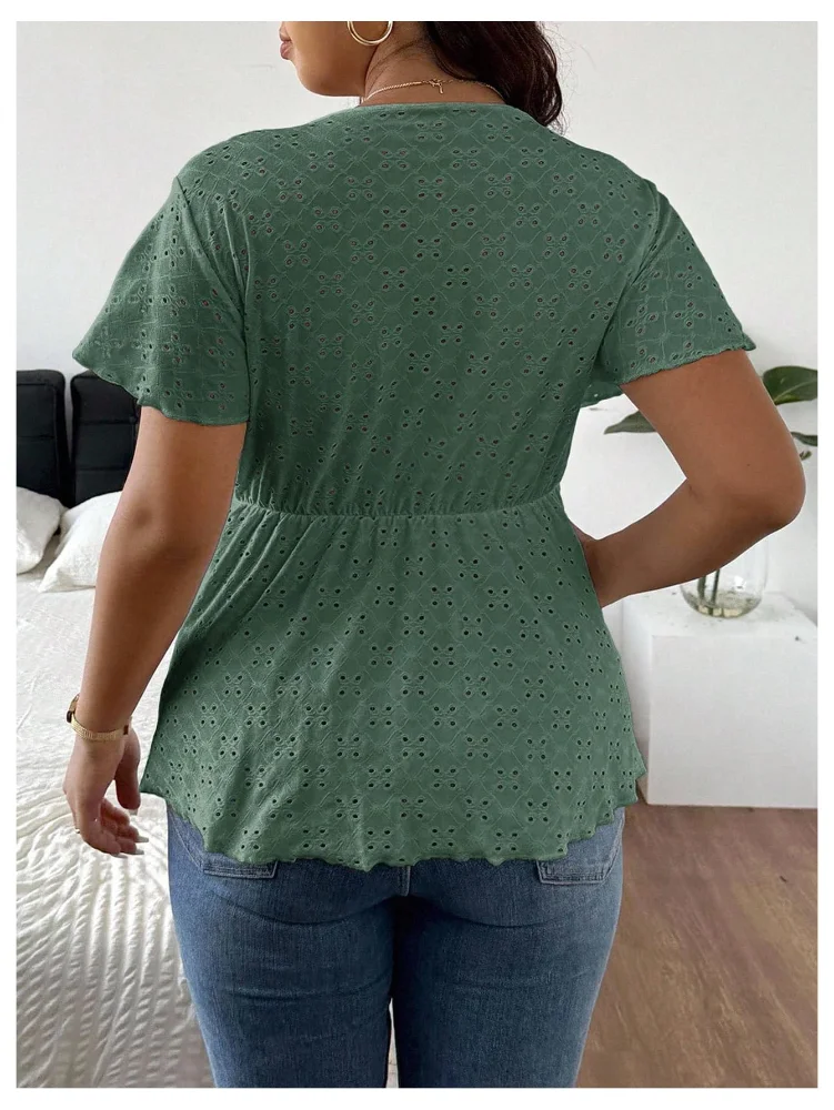 MAKEMECHIC Eyelet Embroidery Flowy Shirt, view 3