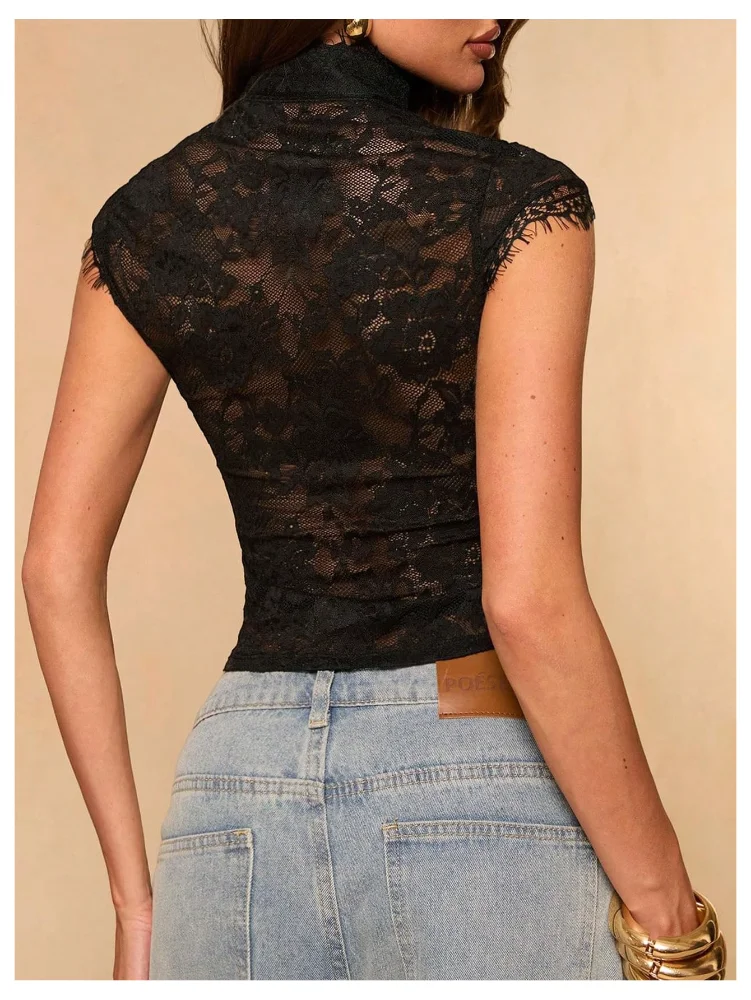 MAKEMECHIC Chinese Frog Button Crop Top, view 3
