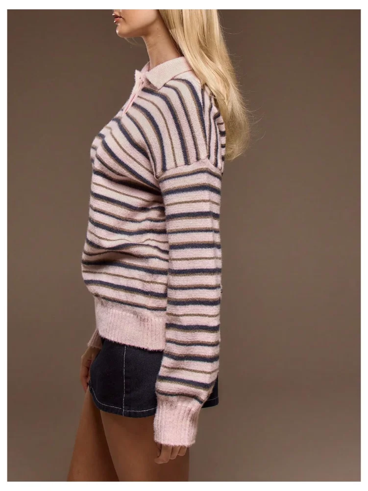 MAKEMECHIC Striped Long Sleeve Rugby Sweater, view 2