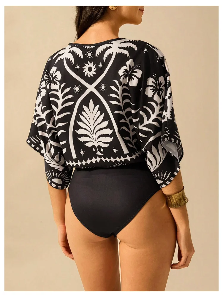MAKEMECHIC Low Cut Tropical Bodysuit, view 3
