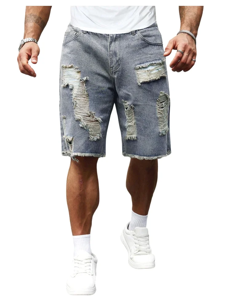 MAKEMECHIC Men's Ripped Baggy Shorts