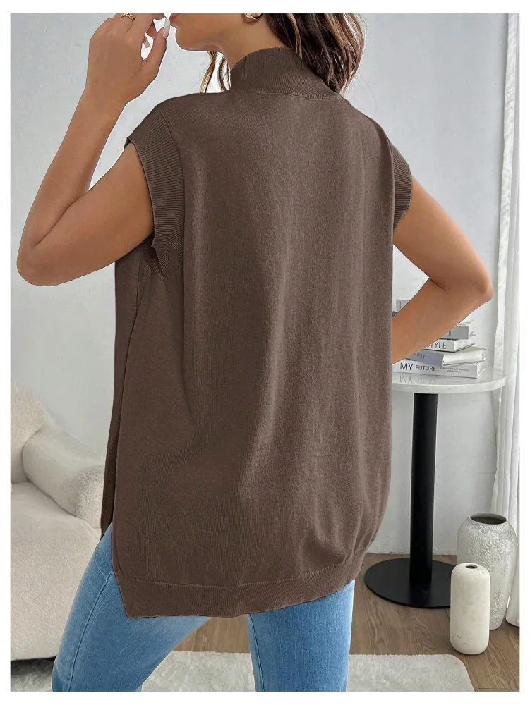 MAKEMECHIC Mock Neck Knit Maternity Sweater Vest, view 2