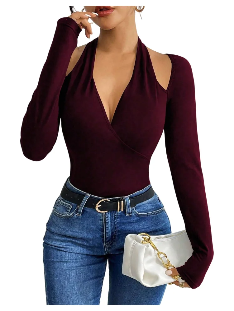 MAKEMECHIC Cut Out Wrap Long Sleeve Bodysuit