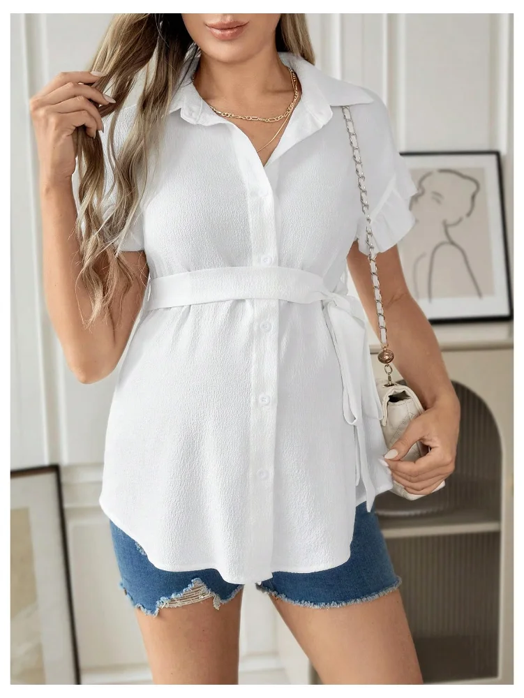 MAKEMECHIC Ruffle Maternity Blouse, view 3