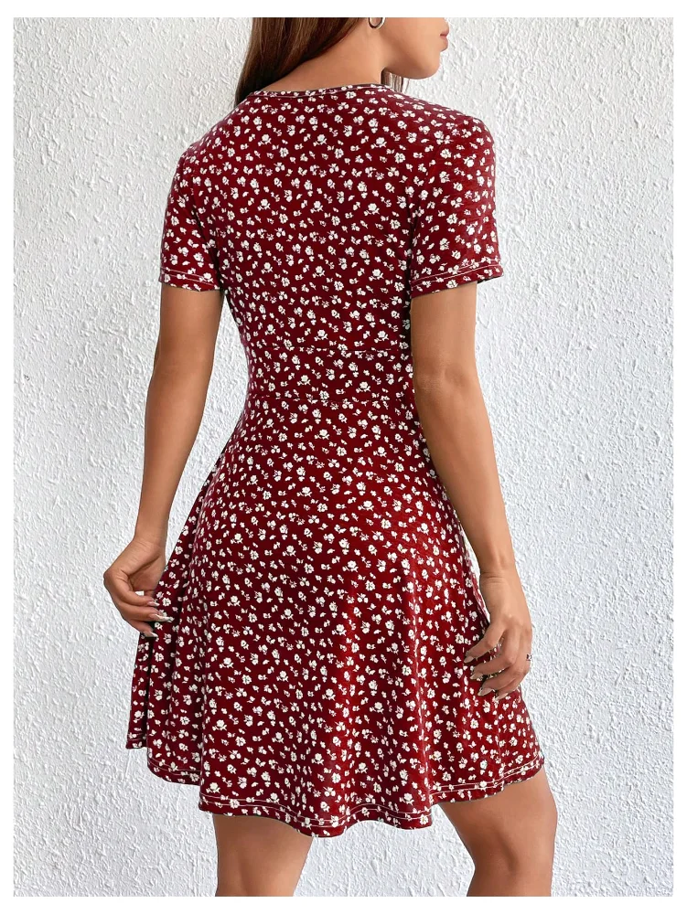 MAKEMECHIC Wrap V-Neck Short Sleeve Mini Dress, view 2