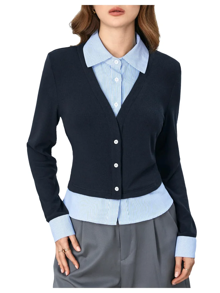 MAKEMECHIC Business Long Sleeve Button Down Blouse