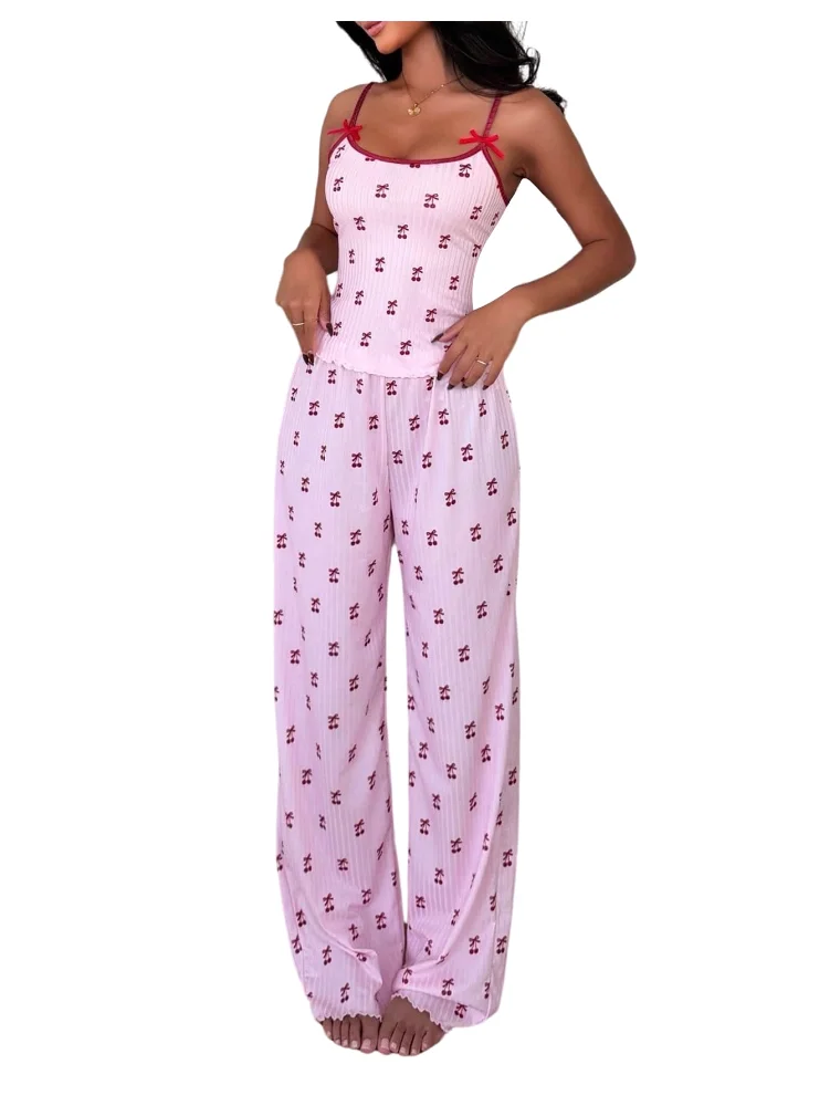 MAKEMECHIC Cherry Print Bow Pajamas