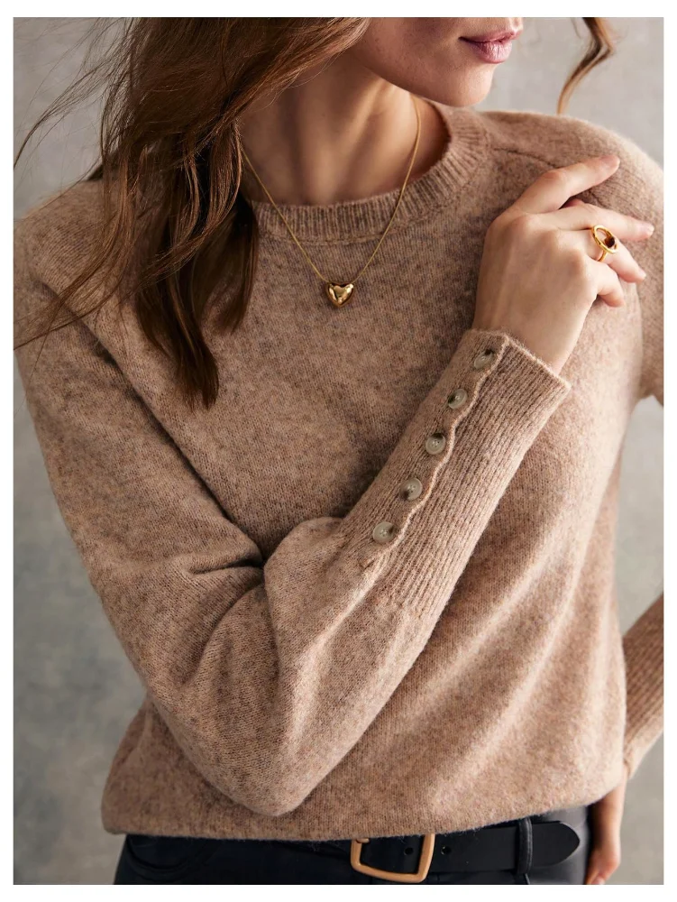 MAKEMECHIC Mock Neck Button Down Cozy Sweater, view 3