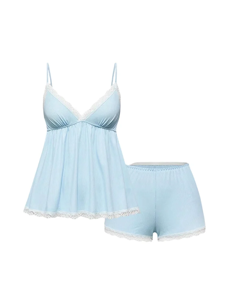 MAKEMECHIC Lace Ruffle Pajamas