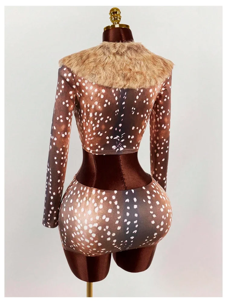 MAKEMECHIC Fur Dots Print Two-Piece Set, view 2