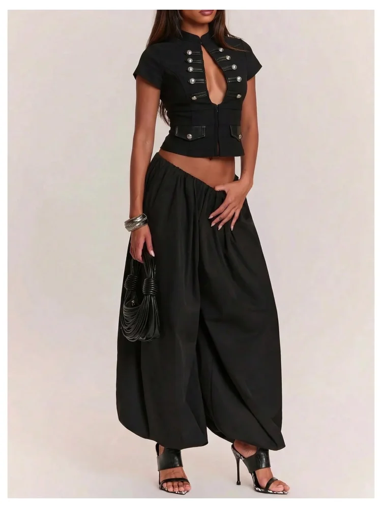 MAKEMECHIC Napoleon Military Mandarin Crop Top, view 3