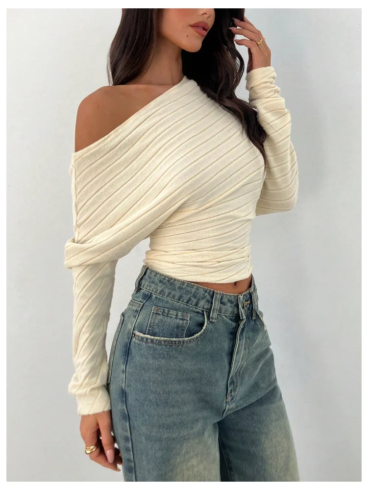 MAKEMECHIC Off The Shoulder Knit Fitted Sweater, view 2