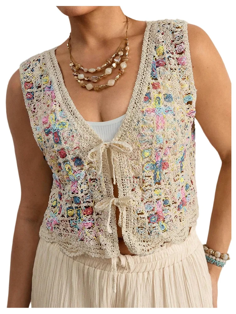MAKEMECHIC Crochet Sweater Vest, sleeveless