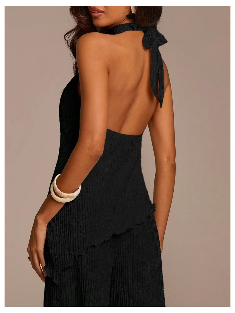 MAKEMECHIC Asymmetrical Pants Set, halter neck, view 3