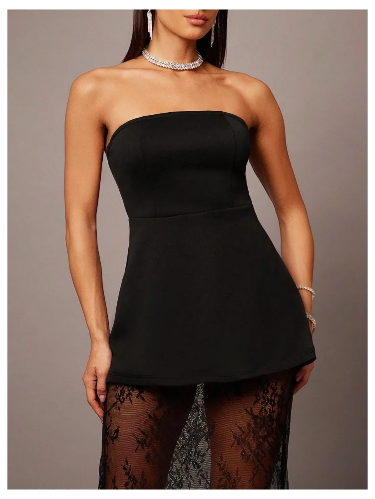 MAKEMECHIC Strapless Bandeau Tube Skirt Set, view 3