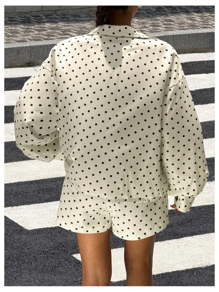 MAKEMECHIC Polka Dot Mini Shorts Set, view 2